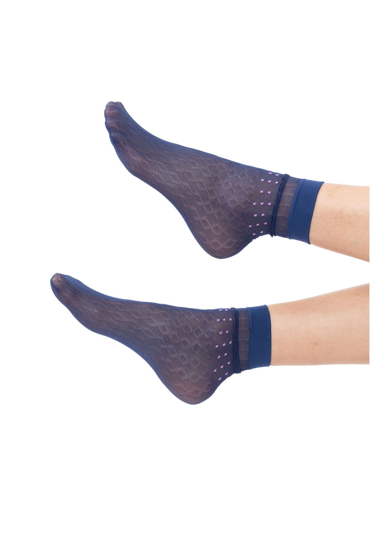 Fantasy Socken mit Rautenmuster 20 Den Farbe Blau