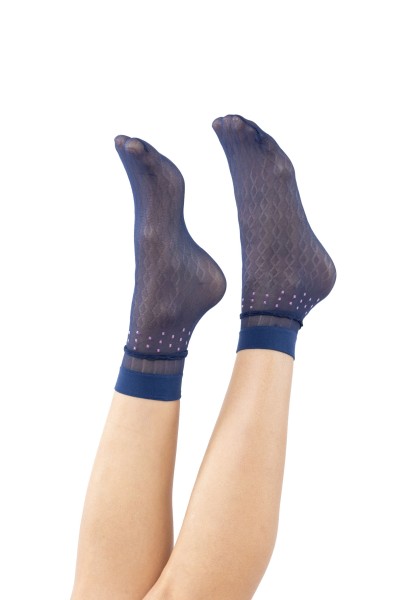 Fantasy Socken mit Rautenmuster 20 Den Farbe Blau